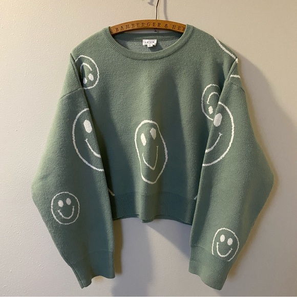 Cropped Sage Smiley Sweater - Small - Picture 6 of 6